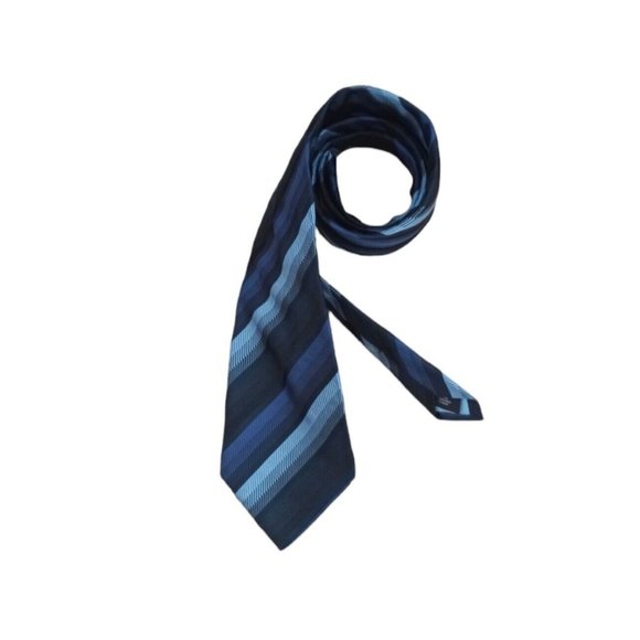 HEMLEY Blue Striped Silk Tie GERMANY 60"/ 4" EC - Picture 2 of 9